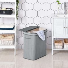 HOMCOM 100 Litre Laundry Basket With Flip Lid - Grey - 850-125V01