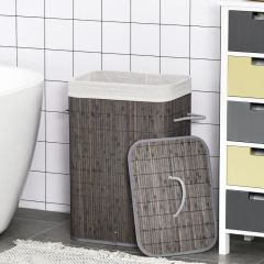 HOMCOM Laundry Basket With Flip Lid - Grey