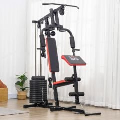 HOMCOM Multi Gym Station With 66kg Weight Stack - Red & Black - A91-178RD