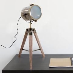 HOMCOM Vintage Tripod Table Lamp - Wood & Bronze - B31-075