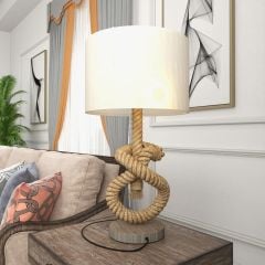 HOMCOM Nautical LED Table Lamp With USB Charging Port - Beige - B31-462V70CW