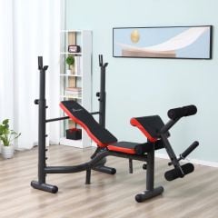 HOMCOM Multifunctional Weight Bench - Red & Black - A91-086