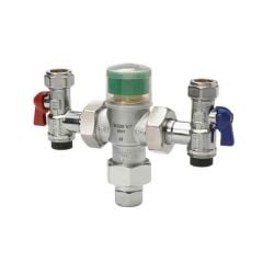 Honeywell Thermostatic Mixing Valve 15mm with 4 in 1 Isolator Tails-pieces - TM200VP-3/4ZC