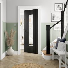 JB Kind Aria Black Laminate Glazed Internal Door 1981x610x35mm - BARI20G