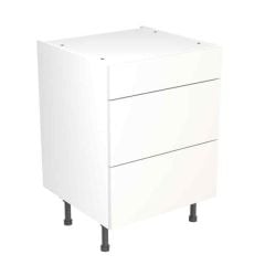 Kitchen Kit Slab 600mm 3 Drawer Base Cabinet - Super Gloss - White - FKKF0006