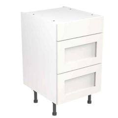 Kitchen Kit Shaker 500mm 3 Drawer Base Cabinet - Ultra Matt - White - FKKH0541