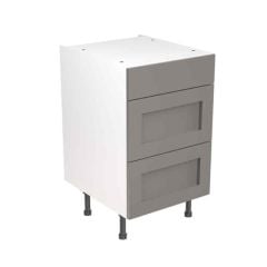 Kitchen Kit Shaker 500mm 3 Drawer Base Cabinet - Ultra Matt - Dust Grey - FKKH0841