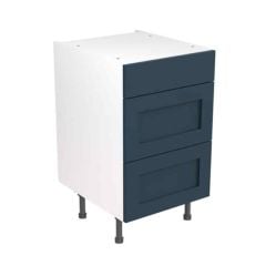 Kitchen Kit Shaker 500mm 3 Drawer Base Cabinet - Ultra Matt - Indigo Blue - FKKH1341