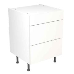 Kitchen Kit Rigid Slab 600mm 3 Drawer Base Cabinet - Super Gloss - White - Pre-Assembled - RKKF0006