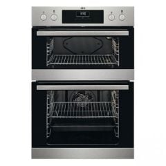 AEG DEB331010M B/I Double Electric Oven - Stainless Steel - Upper And Lower Section Clear Front View