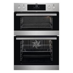 AEG DCB331010M B/I Double Electric Oven - Stainless Steel - Front Clear Rack Glass Top And Bottom View