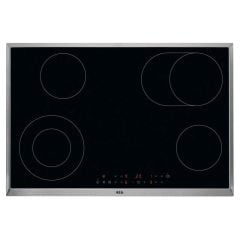 AEG HK834060XB 80cm Ceramic Hob - Black - Induction Rings And Touch Functions Top View