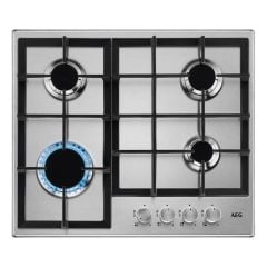 AEG HGB64200SM 60cm Gas Hob - Stainless Steel - Gas On Top Grill View