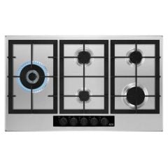 AEG HGB95522YM 90cm Gas Hob - Stainless Steel - Gas On Grill Dials Top View
