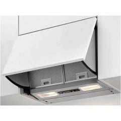 AEG DEB2631S 60cm Integrated Hood - Grey - Mounted Lights On Front Side View