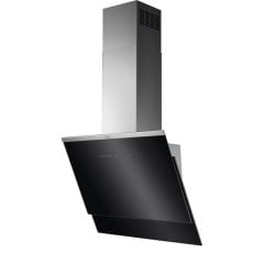 AEG DVE5671HG 60cm Vertical Chimney Hood - Black Glass & Stainless Steel - Angle Mounted Front View