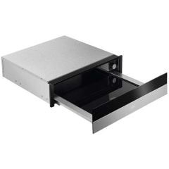 AEG KDK911424M 14cm Warming Drawer - Black Glass & Stainless Steel - Open Drawer Inner Base Top Side View