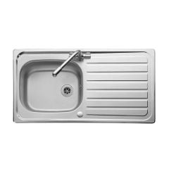 Leisure Lexin 1 Bowl Inset Kitchen Sink with Reversible Drainer Shallow Bowl - Satin Stainless Steel - LE95SB/