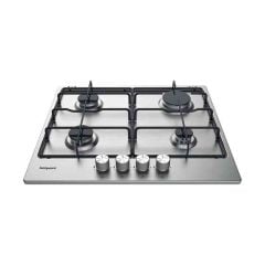 Hotpoint PPH 60P F IX UK 60cm Gas Hob - Stainless Steel - Flat Base Top Front View