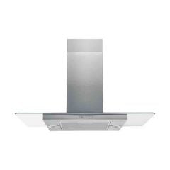 Hotpoint UIF 9.3F LB X 90cm Flat Glass Island Hood - Glass & Stainless Steel - Mounted Front View