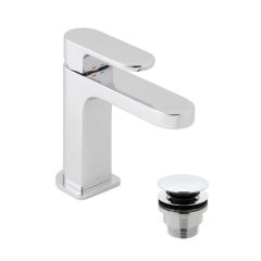 Vado Slim Life Mono Basin Mixer Smooth Bodied Single Lever Deck Mounted with Universal Waste - LIF-200/CC-CP