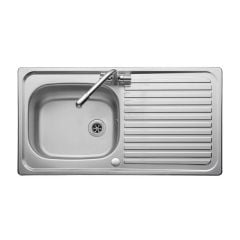 Leisure Linear 1 Bowl Inset Kitchen Sink with Reversible Drainer 0.9mm Gauge - Satin Stainless Steel - LN950/