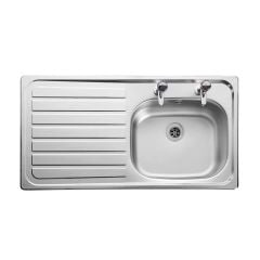 Leisure Lexin 1 Bowl Inset Kitchen Sink with Left Hand Drainer - Satin Stainless Steel - LN95L/