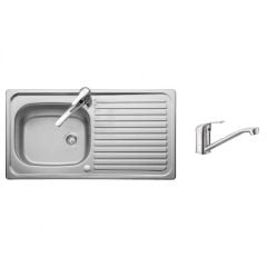 Leisure Linear 1 Bowl Inset Kitchen Sink With Leisure Aquamono Single Lever Kitchen Mixer Tap & Waste - LR9501/TMO40