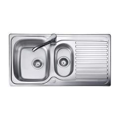 Leisure Linear 1.5 Bowl Inset Kitchen Sink with Reversible Drainer Shallow Main Bowl - Satin Stainless Steel - LR9502SB/