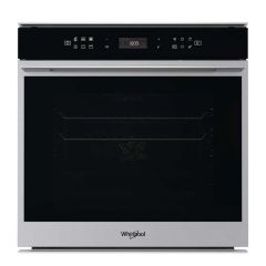 Whirlpool W7 OS4 4S1 P BuiIt In Single Pyrolytic Oven - Black & St/Steel - Closed Front View