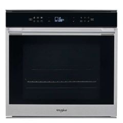 Whirlpool W7 OM4 4S1 P BuiIt In Single Pyrolytic Oven - Black & St/Steel - Closed Rack Front View