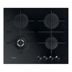 Whirlpool GOWL 628/NB 60cm Gas on Glass Hob - Black - Grill Gas Outlets And Knobs Top View