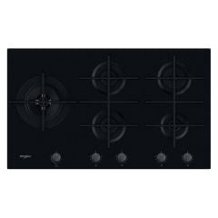 Whirlpool GOWL 958/NB 90cm Gas on Glass Hob - Black - Grill Gas Knobs And Outlet Top View