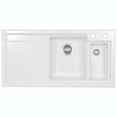 Thomas Denby Lydian Chef 1.5 Bowl Kitchen Sink & LH Drainer - White Gloss - LYD1020LWH