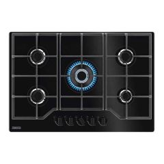 Zanussi ZGGN755K 75cm Gas on Glass Hob - Black - Centre Gas On Outlet Top View