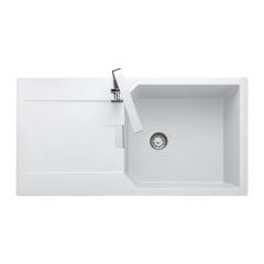 Rangemaster Mayon 1 Bowl Igneous Granite Reversible Inset Kitchen Sink - Crystal White - MAY1051CW/
