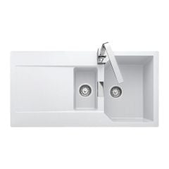 Rangemaster Mayon 1.5 Bowl Igneous Granite Reversible Inset Kitchen Sink - Crystal White - MAY1052CW/