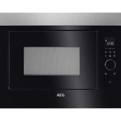 AEG MBE2658DEM Built In Microwave & Grill - Black & Stainless Steel - Front Face View