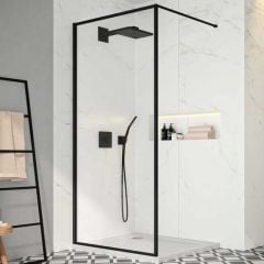 Merlyn Black Framed Wetroom Shower Wall Panel 800mm - BLKFSW80
