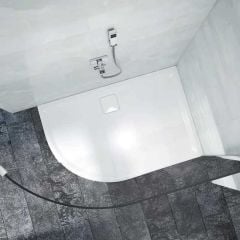 Merlyn Level 25 Offset Quadrant Shower Tray Left Hand with 90mm Fast Flow Waste & Cover - White - 1200 x 900mm - L129QL