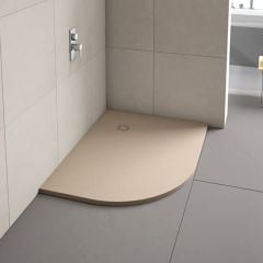 Merlyn Truestone Offset Quadrant Shower Tray Left Hand with Waste - Sandstone - 1000 x 800mm - T108HSL