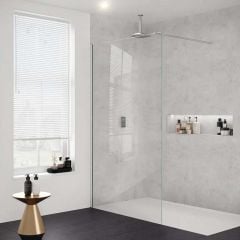 Merlyn 8mm Wetroom Shower Screen With Bracing Bar - 1000mm - Chrome - 8W10