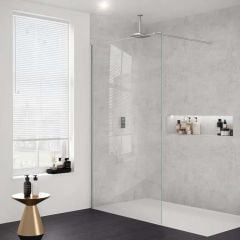 Merlyn 8mm Wetroom Shower Screen With Bracing Bar - 1200mm - Chrome - 8W12