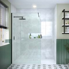 Merlyn 8mm Wetroom Shower Screen - 400mm - Matt Black - 8W40MB