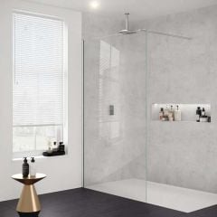 Merlyn 8mm Wetroom Shower Screen With Bracing Bar - 800mm - Chrome - 8W80