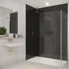 Merlyn 8mm Wetroom Shower Screen With Bracing Bar - 800mm - Brushed Brass - 8W80BBR