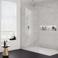 Merlyn 8mm Wetroom Shower Screen With Bracing Bar - 900mm - Chrome - 8W90