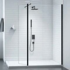 Merlyn 8mm Wetroom Shower Swivel Panel - 300mm - Matt Black - 8WSV30MB