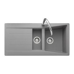 Rangemaster Mica 1.5 Bowl Igneous Granite Kitchen Sink - Dove Grey - MIC1051DG/