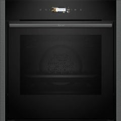 Neff N70 B54CR71G0B Bulit In Single Slide & Hide Pyrolytic Oven With Home Connect - Black with Graphite Grey Trim - Clean